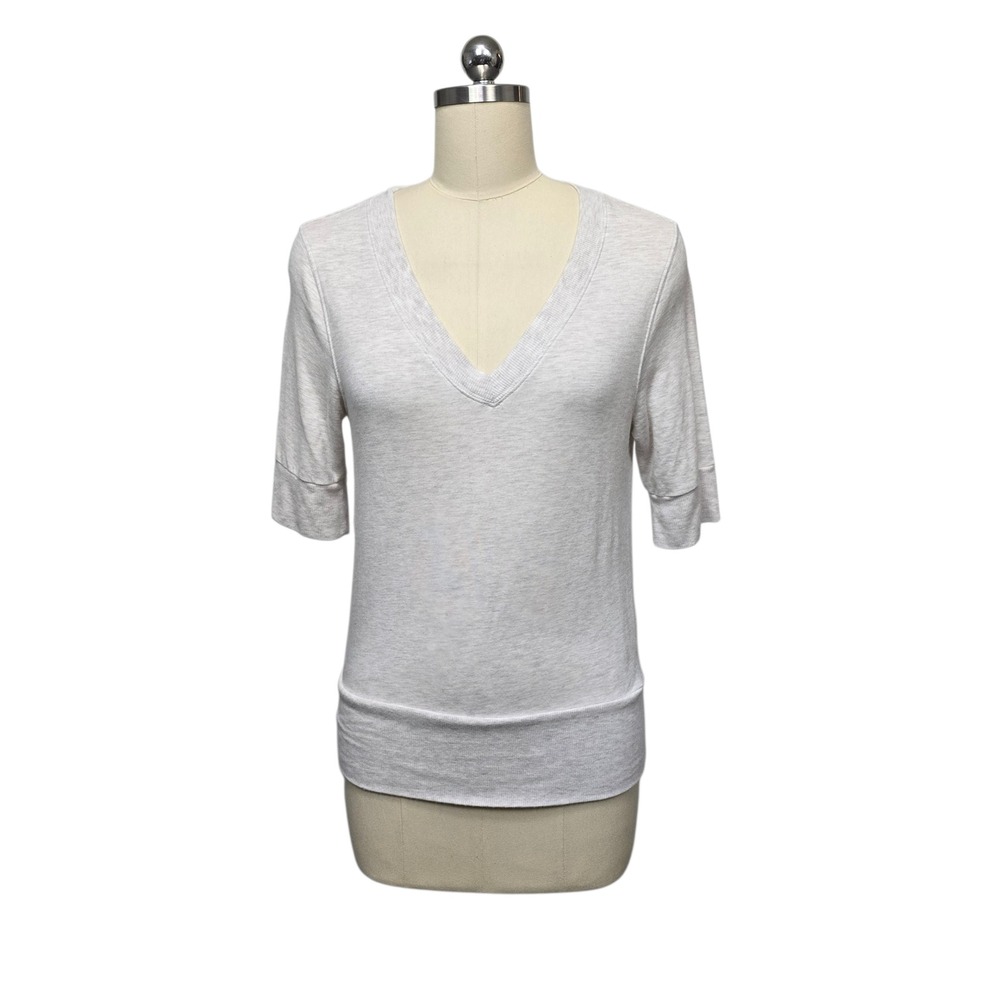 Athleta Heather Gray V‎ Neck 3/4 Sleeve Top Women's XS Casual Athleisure